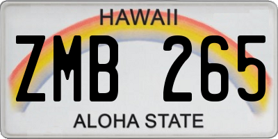 HI license plate ZMB265