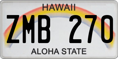 HI license plate ZMB270