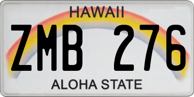 HI license plate ZMB276