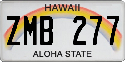 HI license plate ZMB277