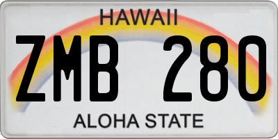 HI license plate ZMB280
