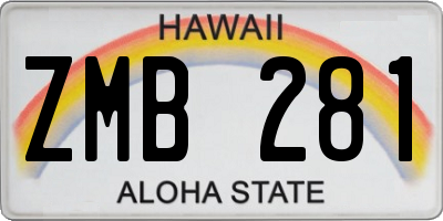 HI license plate ZMB281
