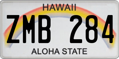 HI license plate ZMB284