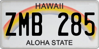 HI license plate ZMB285