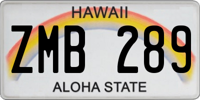 HI license plate ZMB289