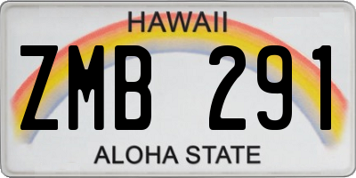 HI license plate ZMB291