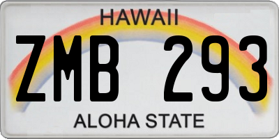 HI license plate ZMB293