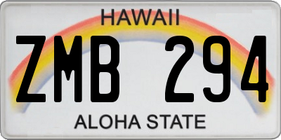 HI license plate ZMB294
