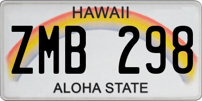 HI license plate ZMB298