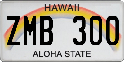 HI license plate ZMB300
