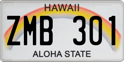 HI license plate ZMB301