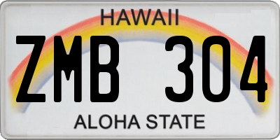 HI license plate ZMB304