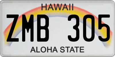 HI license plate ZMB305
