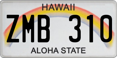 HI license plate ZMB310