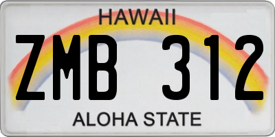 HI license plate ZMB312