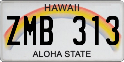 HI license plate ZMB313