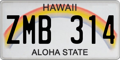 HI license plate ZMB314