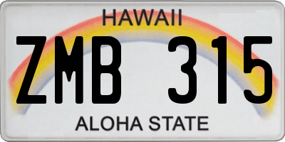 HI license plate ZMB315