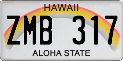 HI license plate ZMB317