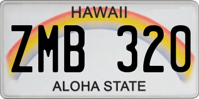 HI license plate ZMB320