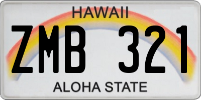 HI license plate ZMB321