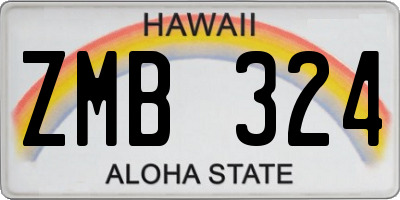 HI license plate ZMB324