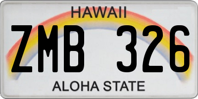 HI license plate ZMB326