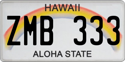 HI license plate ZMB333