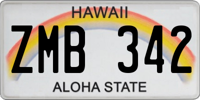 HI license plate ZMB342