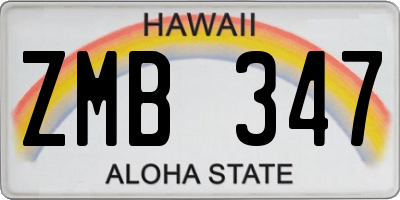 HI license plate ZMB347