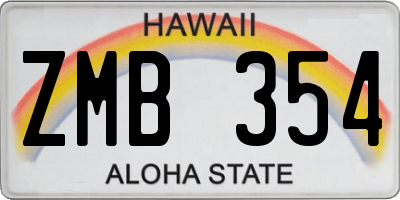 HI license plate ZMB354