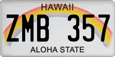 HI license plate ZMB357