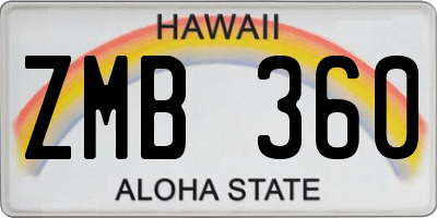 HI license plate ZMB360
