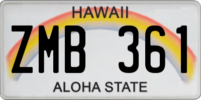 HI license plate ZMB361