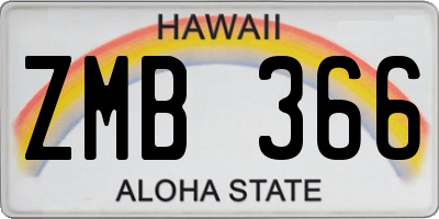 HI license plate ZMB366