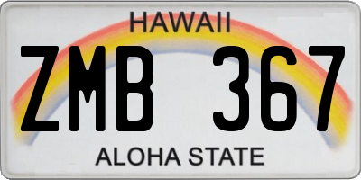 HI license plate ZMB367