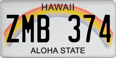 HI license plate ZMB374