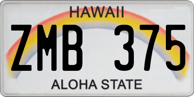 HI license plate ZMB375