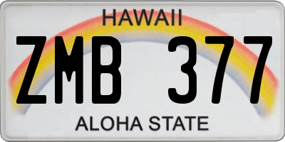 HI license plate ZMB377