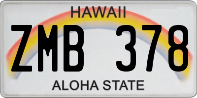 HI license plate ZMB378