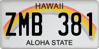 HI license plate ZMB381