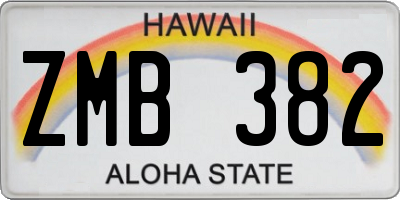 HI license plate ZMB382