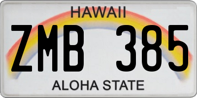 HI license plate ZMB385