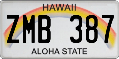 HI license plate ZMB387