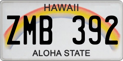 HI license plate ZMB392