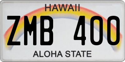 HI license plate ZMB400