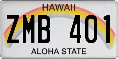 HI license plate ZMB401