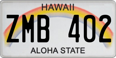 HI license plate ZMB402