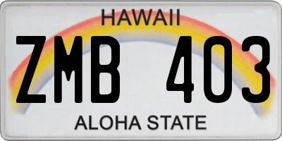 HI license plate ZMB403
