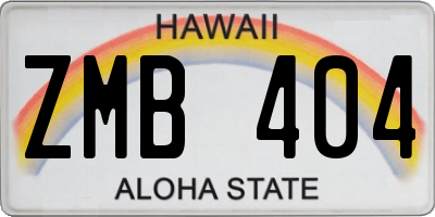 HI license plate ZMB404